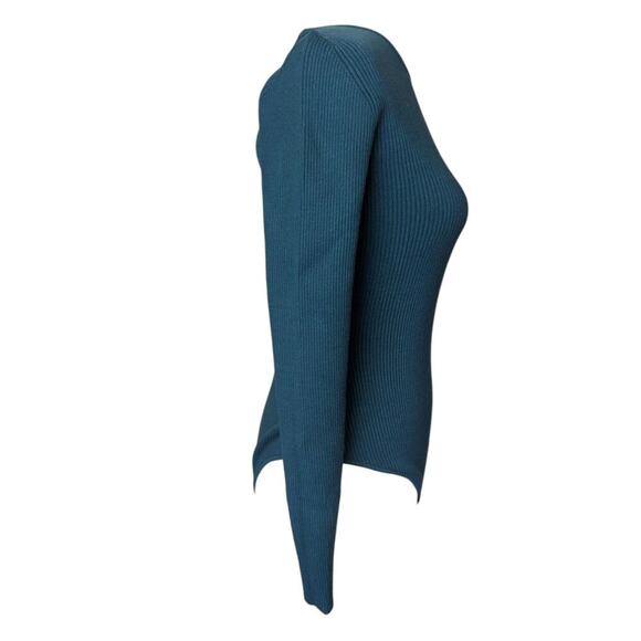 Veiled Modest Long Sleeve Bodysuit Turquoise Ribbed Size Small - Picture 3 of 6